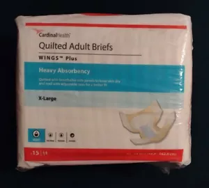 CardinalHealth Wings Plus Quilted Adult Briefs XL Heavy Absorbency 15 Ct 66035 - Picture 1 of 4