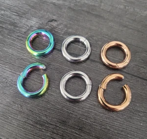 Pair Clicker Ring Hoop Earring Silver Rose Gold Big Gauge Septum Stretching Kit - Picture 1 of 5