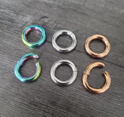 Par de brincos clicker anel argola prata ouro rosa calibre grande kit de alongamento de septo - Imagem 1 de 4