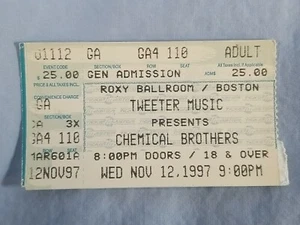 11-12-97 1997 THE CHEMICAL BROTHERS Vtg Concert Ticket Stub Roxy Ballroom Boston - Picture 1 of 2