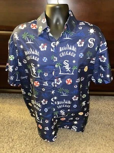 CHICAGO WHITE SOX Beggars Pizza Hawaiian Shirt Size Medium M (SGA 7/1/17) Navy - Picture 1 of 6