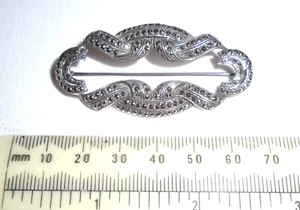 Broche prendedor vintage de plata de ley y marcasita ~ estampado 925 - Imagen 1 de 3