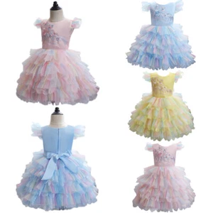 Kids Baby Girls Princess Tutu Dress Wedding Bridesmaid Pageant Prom Party Dress - Picture 1 of 36