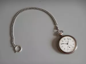 CHAÎNE ARGENTÉE NEUVE POUR MONTRE DE POCHE À GOUSSET GILETIÈRE EN MÉTAL VIEILLI - Imagen 1 de 7
