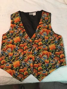 HALLOWEEN /FALL Novelty Vest XL “Bears & Pumpkins” - Picture 1 of 4