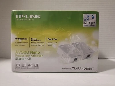 TP-Link AV500 Nano Powerline Adapter Starter Kit TL-PA4010KIT White Sealed  - Image 1 of 4
