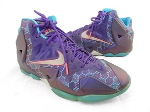Nike LeBron XI 11 Summit Lake Hornets Court Purple Silver 621712-500 Sz 7Y Youth - Picture 1 of 12