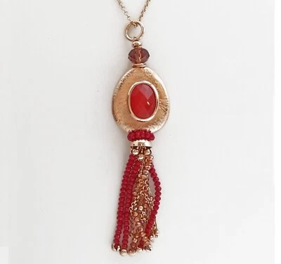 Collana Vanto Gioielli in argento 925 rosé, agata rossa e giada rossa CL2279AG - Immagine 1 di 3