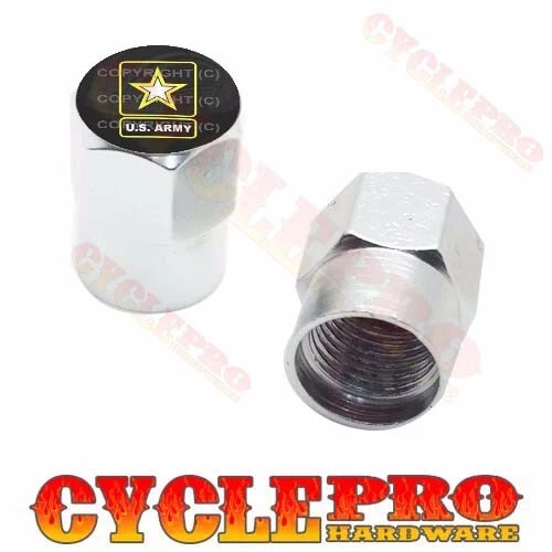 2 Tapas de válvula personalizadas de aluminio Billet plateadas hexagonales para motocicleta - US ARMY STAR Foto 1 de 1