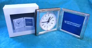 International Silver Company Silver Plated Double Clock and Frame #301552 - NOB - Picture 1 of 10