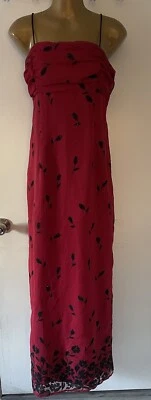 Vtg Morgan Co Prom Dress Maxi Gown Goth 90S Y2K Corset Glittery Rose Red 11/12 - Image 1 of 4