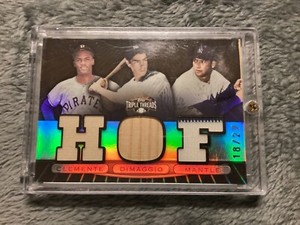 2007 Topps Triple Threads Card #60 (Clemente, DiMaggio, & Mantle) 18/27 Mint