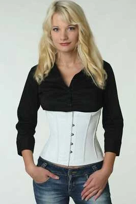 Corsage Korsett Weiß Leder extra kurz / kurz / normal lw21 - Bild 1 von 2