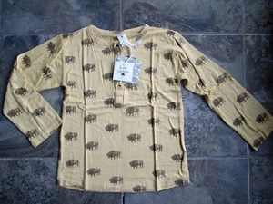NWT Kate Quinn LS Basic Henley Tee Shirt 7Y Buffalo Bison Bamboo Stretch Mustard - Picture 1 of 6