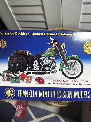 Harley-Davidson Christmas Motorcycle 2001 Franklin Mint LE NUEVO EN CAJA verde 1:10, papeles Foto 1 de 4