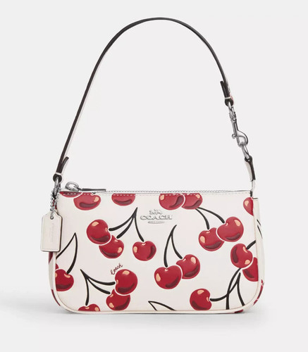 Coach Nolita 19 Borsa da polso shoudler in pelle liscia con stampa ciliegia (CZ012) Nuova con etichette