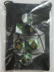 Polyhedral 7 piece Dice Set with Bag - Milky Green Marbled - Picture 1 of 2