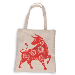 Year of the Ox Tote, Grocery Tote, 100% Cotton Fun Tote - Picture 1 of 6