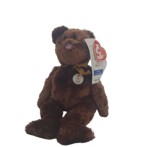 2002 Ty Original Beanie Babies Toy FIFA BRAZIL CHAMPION The Brown Bear w/Tags 8" - Picture 1 of 4