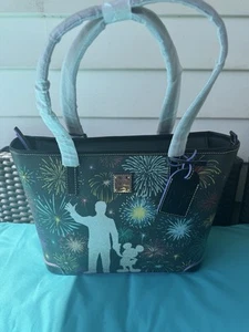 Disney 100 Walt Mickey Partners Dooney and & Bourke Fireworks Tote Bag NWT 2023 - Picture 1 of 11