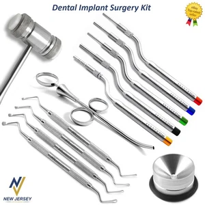 Dental Implant Surgery Kit Sinus Lift Osteotome Lucas Curettes Bone Graft Mallet - Picture 1 of 6