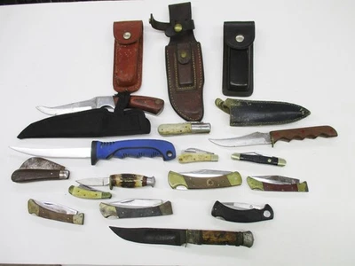 Cuchillo de caza cuchillo de bolsillo y funda lote-vaina Schrade-cubiertos Chicago L36 Foto 1 de 4