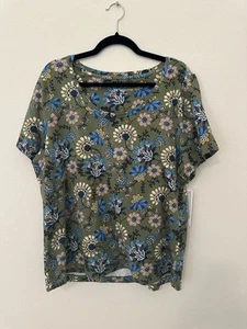 Soft Surroundings SoftEssential Supima Kurzarm-T-Shirt Gr. 1X Marrakesch Blumenmuster - Bild 1 von 10