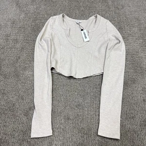 Garage Top Beige Long Sleeve Cropped Women’s Size XS NWT - Picture 1 of 11