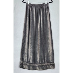 VINTAGE CP SHADES Skirt Womens Medium Gray Floral Hem Pleated Maxi Career Office - Picture 1 of 13