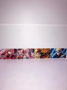 Helle Anime Metallkunst - Hochwertiges Aluminium Geschenk 4 Drucke 3 3/8" x 2 3/16" - Bild 1 von 11