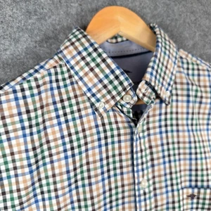 Fynch-Hatton Shirt Mens Large Checked Long Sleeve Cashmere Finish Brushed Cotton - Picture 1 of 12