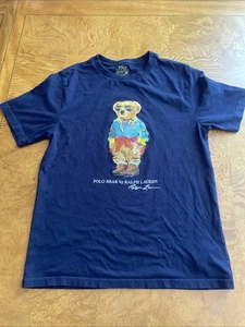 Polo Ralph Lauren Navy Multi Polo Bear Graphic Classic Fit Shirt Size~ L arge - Picture 1 of 3