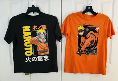 2 camisetas NARUTO negras y naranjas para niños talla 10/12 Foto 1 de 4