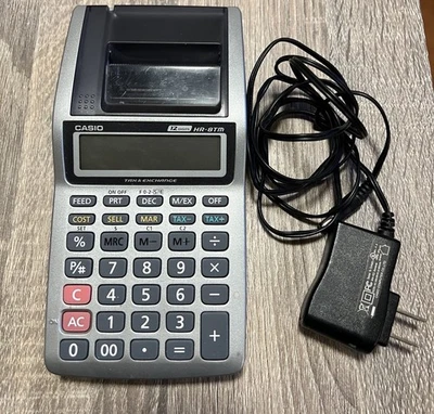 Casio 12 Digit HR-8TM Handheld Printing Calculator Taxes & Exchange Tested Works - Image 1 of 4