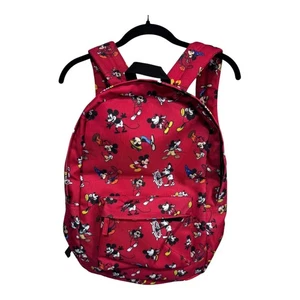 Disney Mickey Mouse roter Rucksack klassischer Cartoon-Druck gebrochen Reißverschluss Ziehen 19" - Bild 1 von 9