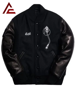 Men’s Black Varsity Letterman Jacket | Wool & Leather Sleeve Bomber by Def Jam - Picture 1 of 3