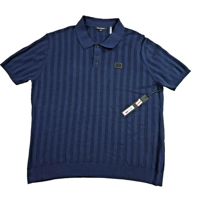 Camisa polo de punto acanalado Karl Lagerfeld para hombre, azul, XX-grande Foto 1 de 4