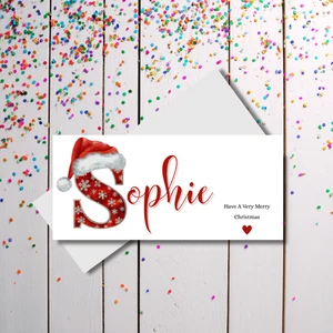 Personalisierte Geldbörse Freund Weihnachten - Nikolausmütze - personalisierbarer Name - Bild 1 von 3