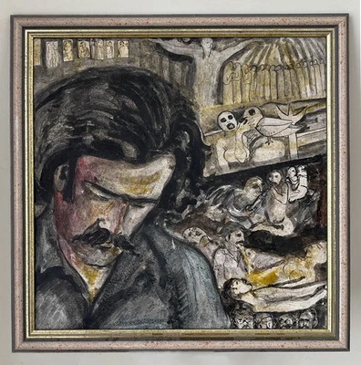 Vanguardia serbia años 60, retrato rodeado de escenas extrañas Foto 1 de 2