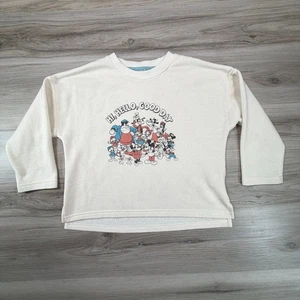 Vintage Disney Character Sweatshirt Cream "Hi Hello Good Day" Crew Neck Pullover - Picture 1 of 9