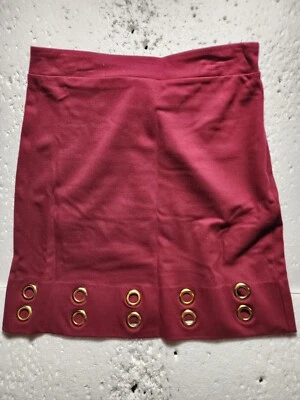 Falda Kensie Mujer Pequeña Roja Borgoña Recta Mini Cremallera Lateral Metal Anillo Dobladillo Foto 1 de 4