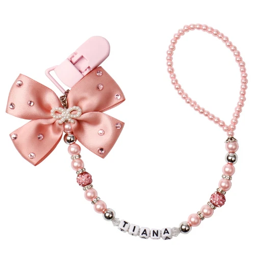 Nuevo Arco Hecho a Mano Rosa y Astilla Cuentas Maniquí Clip Soporte Chupete Soporte Clip Foto 1 de 4