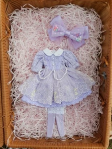 Light purple lace princess dress+headwear+socks set for 12" Blythe Doll Outfit - Picture 1 of 3