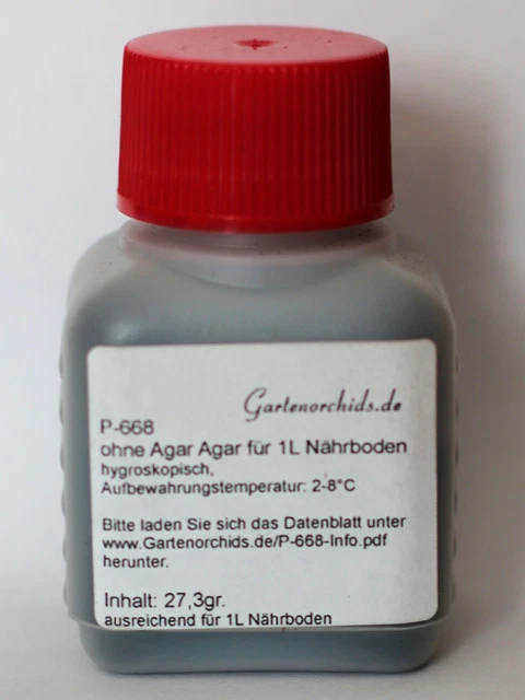 GARTENORCHIDS_DE Aussaatmedium P668 für Orchideen. Ausreichend für 1 Liter Medium. Ohne Agar Agar