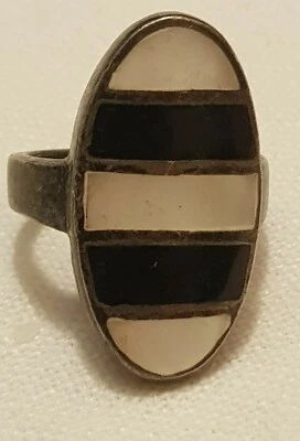 Anello argento madreperla bianco nera - Immagine 1 di 4