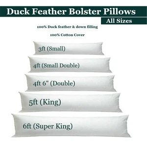 Bolster Pillows Duck Feathers Down Full Body Back Neck Leg Support Long Cushions - Picture 1 of 7