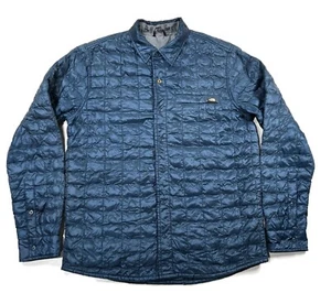 North Face Reyes Thermoball Insulated Button Shirt Jacket Blue Men Medium Snap - Picture 1 of 12