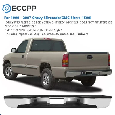 Chrome Rear Complete Step Bumper Assembly Fits 1999-2006 Chevy Silverado 1500 Foto 1 de 4