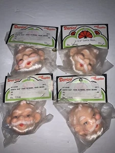 4 Vintage Doll Head Face w/ Angel Hair  Darice Christmas Santa Claus 1 3/4” - Picture 1 of 2