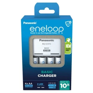 Panasonic Eneloop Basic Ladegerät + 4 AA wiederaufladbare 2000 mAh Akkus BQ-CC51E - Bild 1 von 4